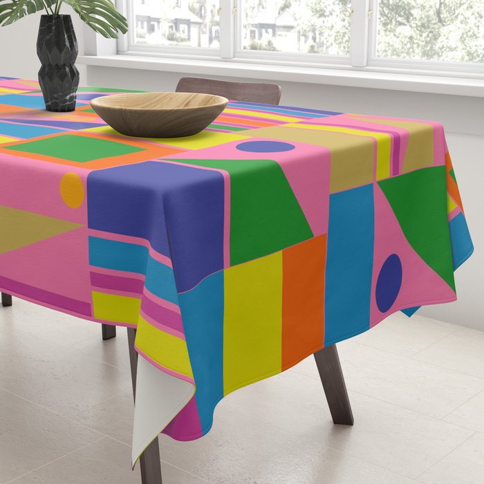Mid Century Modern Modtastic Fun and Colorful Abstract Geometric Pattern Tablecloth Gallery Image 3