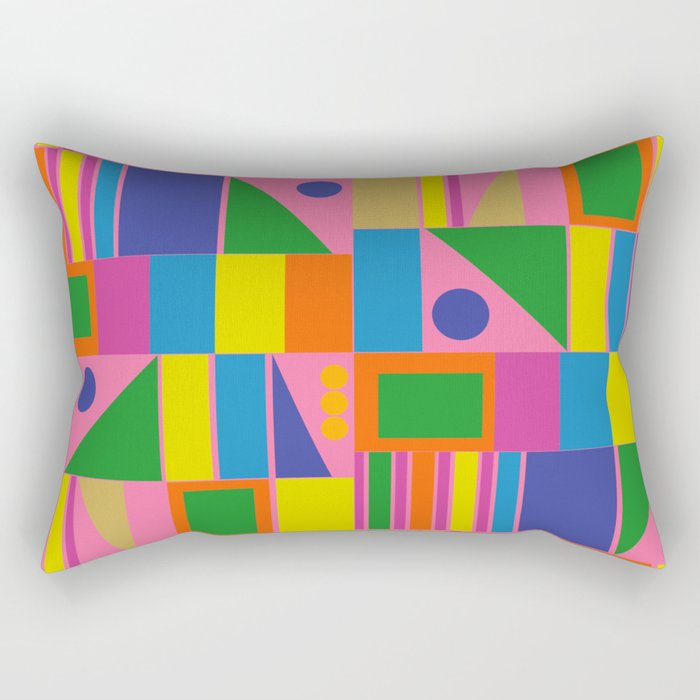 Mid Century Modern Modtastic Fun and Colorful Abstract Geometric Pattern Rectangular Pillow Gallery Image 1