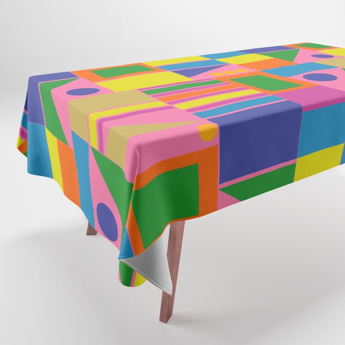 Mid Century Modern Modtastic Fun and Colorful Abstract Geometric Pattern Tablecloth Gallery Image 1