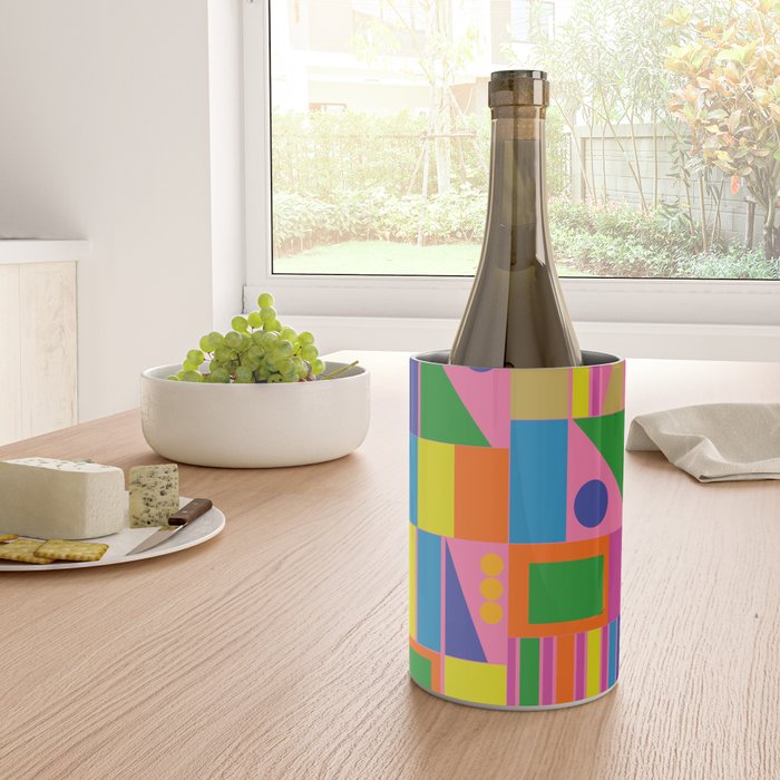 Mid Century Modern Modtastic Fun and Colorful Abstract Geometric Pattern Wine Chiller Gallery Image 4