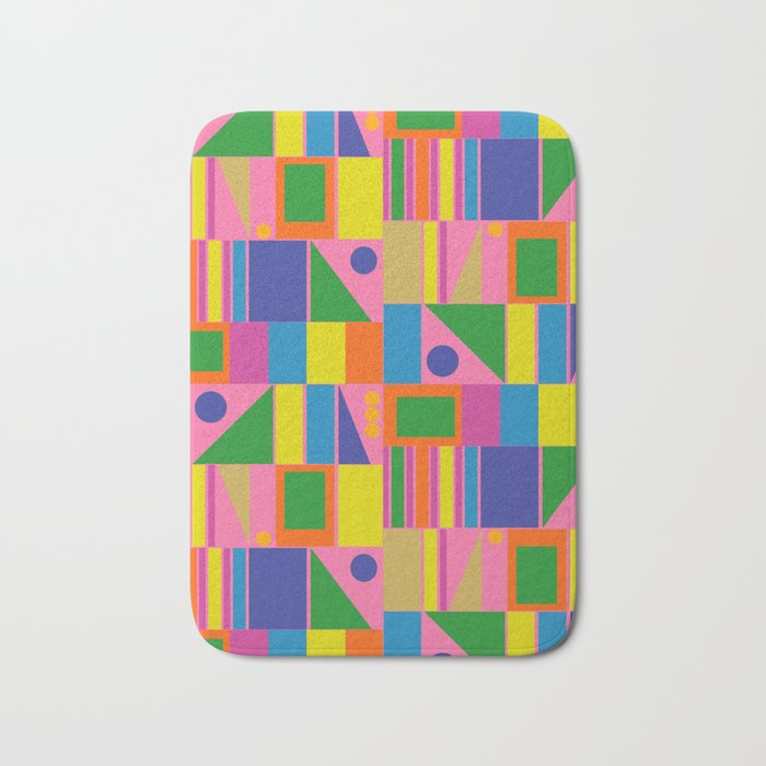 Mid Century Modern Modtastic Fun and Colorful Abstract Geometric Pattern Bath Mat Gallery Image 1