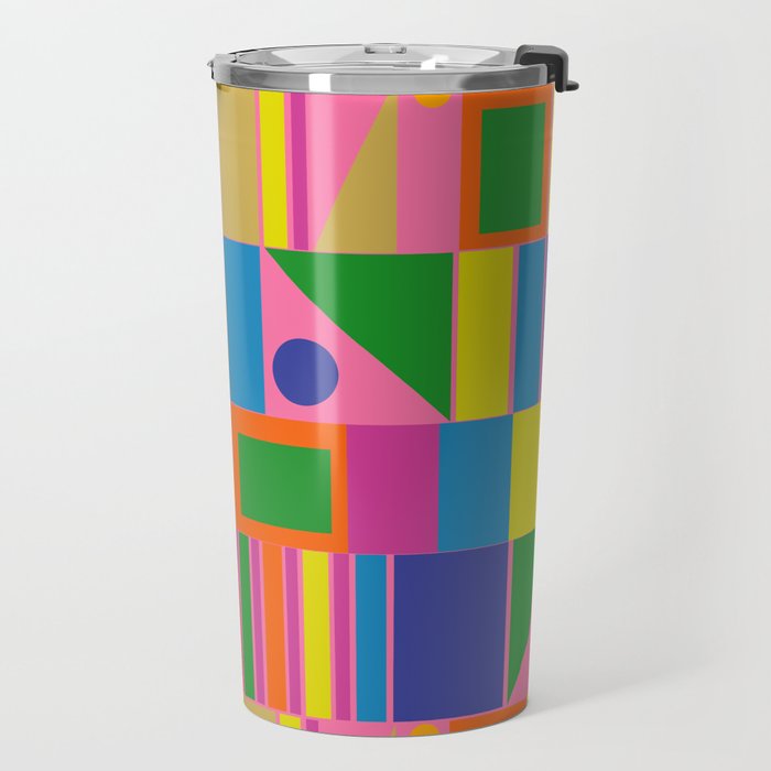 Mid Century Modern Modtastic Fun and Colorful Abstract Geometric Pattern Travel Mug Gallery Image 2