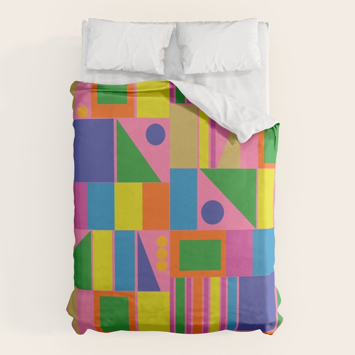 Mid Century Modern Modtastic Fun and Colorful Abstract Geometric Pattern Duvet Cover Gallery Image 6