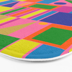 Mid Century Modern Modtastic Fun and Colorful Abstract Geometric Pattern Bath Mat Gallery Image 3