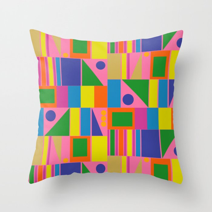 Mid Century Modern Modtastic Fun and Colorful Abstract Geometric Pattern Throw Pillow Gallery Image 1