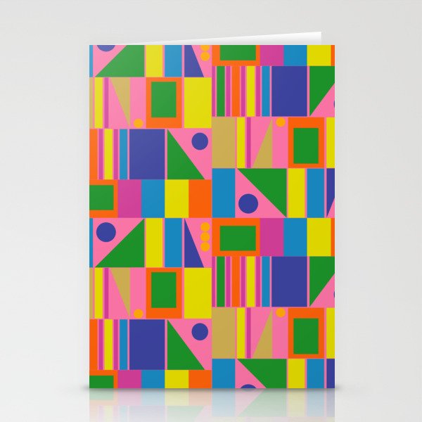 Mid Century Modern Modtastic Fun and Colorful Abstract Geometric Pattern Stationery Card Gallery Image 1