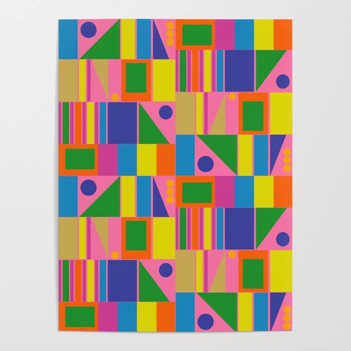 Mid Century Modern Modtastic Fun and Colorful Abstract Geometric Pattern Poster Gallery Image 1