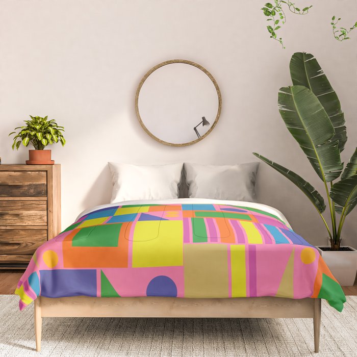 Mid Century Modern Modtastic Fun and Colorful Abstract Geometric Pattern Comforter Gallery Image 3