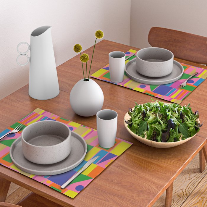 Mid Century Modern Modtastic Fun and Colorful Abstract Geometric Pattern Placemat Gallery Image 2