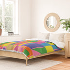 Mid Century Modern Modtastic Fun and Colorful Abstract Geometric Pattern Duvet Cover Gallery Image 2
