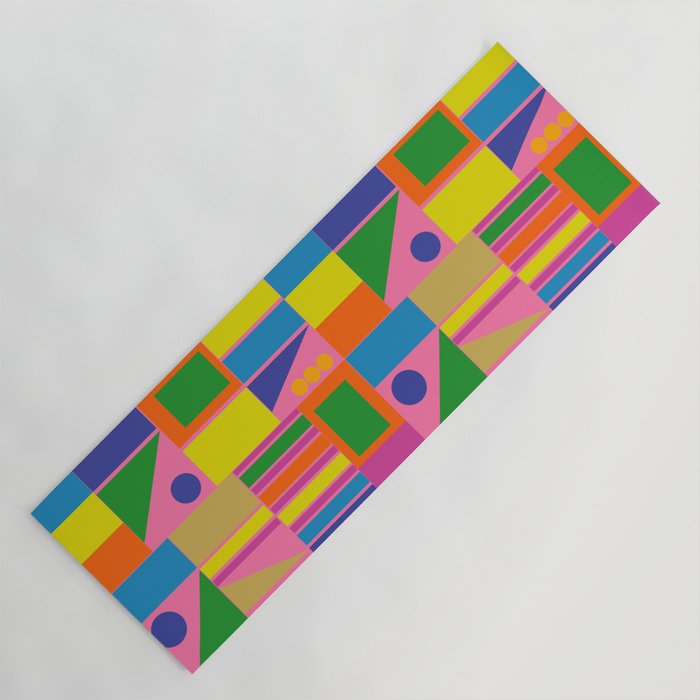 Mid Century Modern Modtastic Fun and Colorful Abstract Geometric Pattern Yoga Mat Gallery Image 1
