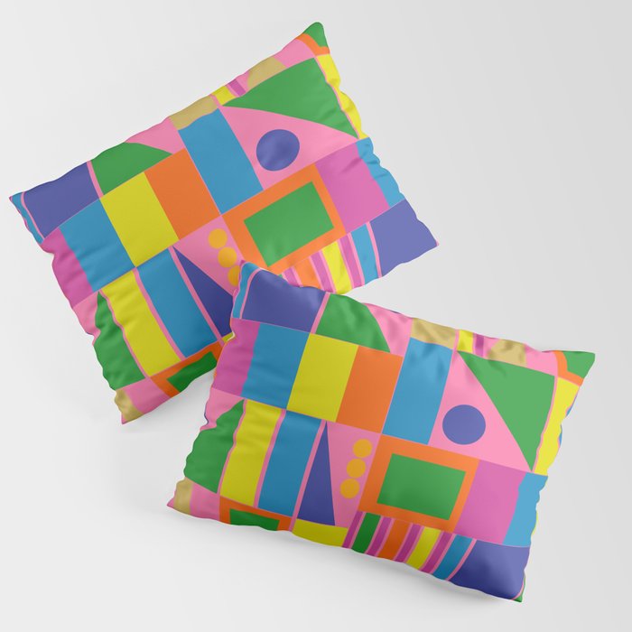 Mid Century Modern Modtastic Fun and Colorful Abstract Geometric Pattern Pillow Sham Gallery Image 1