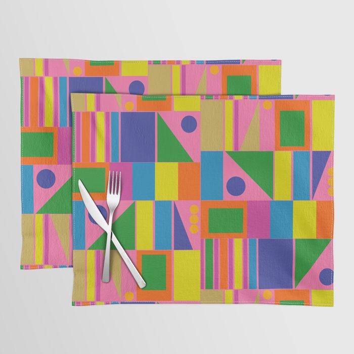 Mid Century Modern Modtastic Fun and Colorful Abstract Geometric Pattern Placemat Gallery Image 1