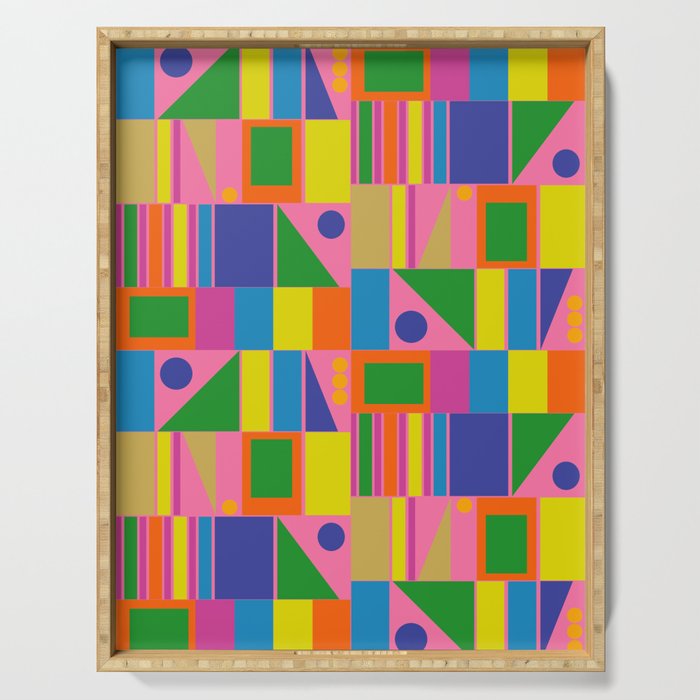 Mid Century Modern Modtastic Fun and Colorful Abstract Geometric Pattern Serving Tray Gallery Image 1