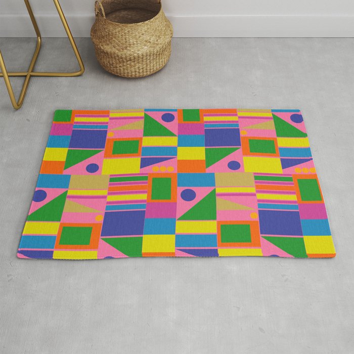 Mid Century Modern Modtastic Fun and Colorful Abstract Geometric Pattern Rug Gallery Image 1