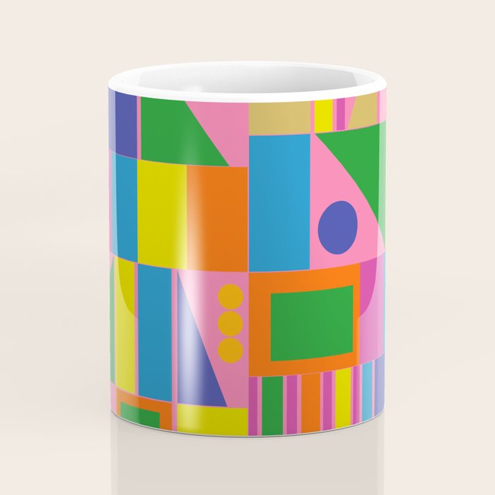 Mid Century Modern Modtastic Fun and Colorful Abstract Geometric Pattern Coffee Mug Gallery Image 4
