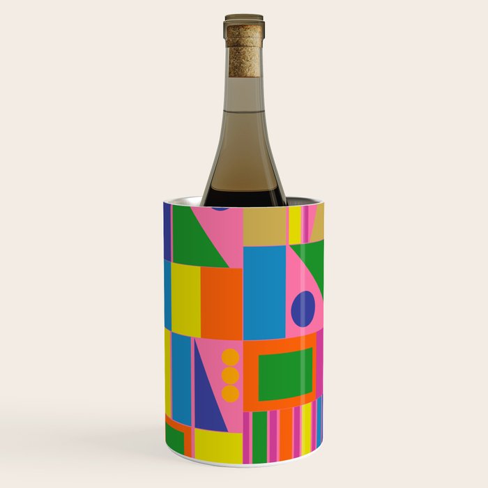 Mid Century Modern Modtastic Fun and Colorful Abstract Geometric Pattern Wine Chiller Gallery Image 1