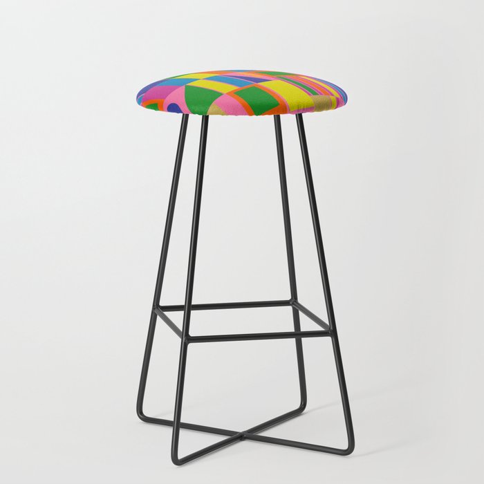 Mid Century Modern Modtastic Fun and Colorful Abstract Geometric Pattern Stool Gallery Image 1