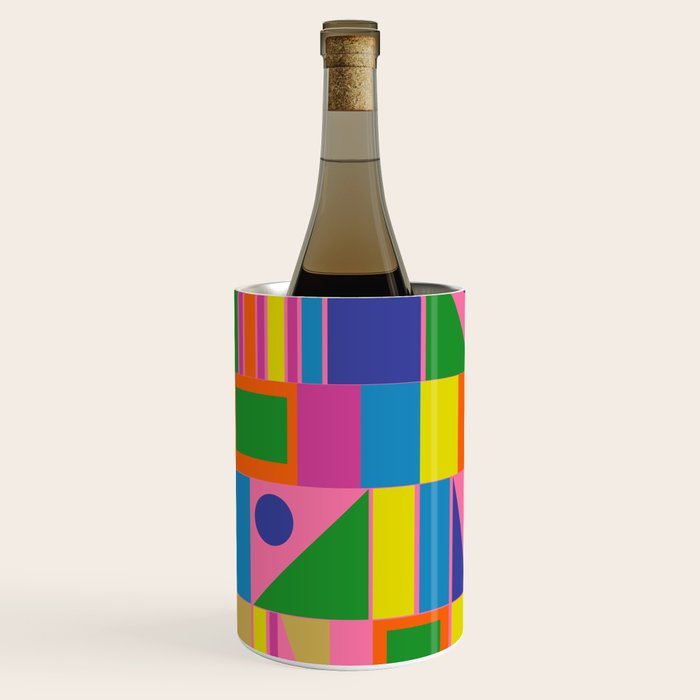 Mid Century Modern Modtastic Fun and Colorful Abstract Geometric Pattern Wine Chiller Gallery Image 2