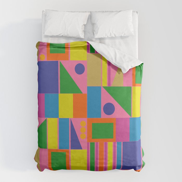 Mid Century Modern Modtastic Fun and Colorful Abstract Geometric Pattern Duvet Cover Gallery Image 6
