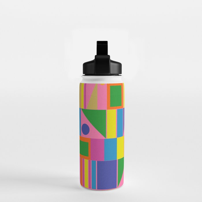 Mid Century Modern Modtastic Fun and Colorful Abstract Geometric Pattern Water Bottle Gallery Image 2
