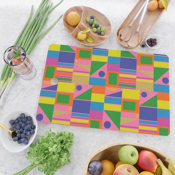 Mid Century Modern Modtastic Fun and Colorful Abstract Geometric Pattern Cutting Board Gallery Image 2