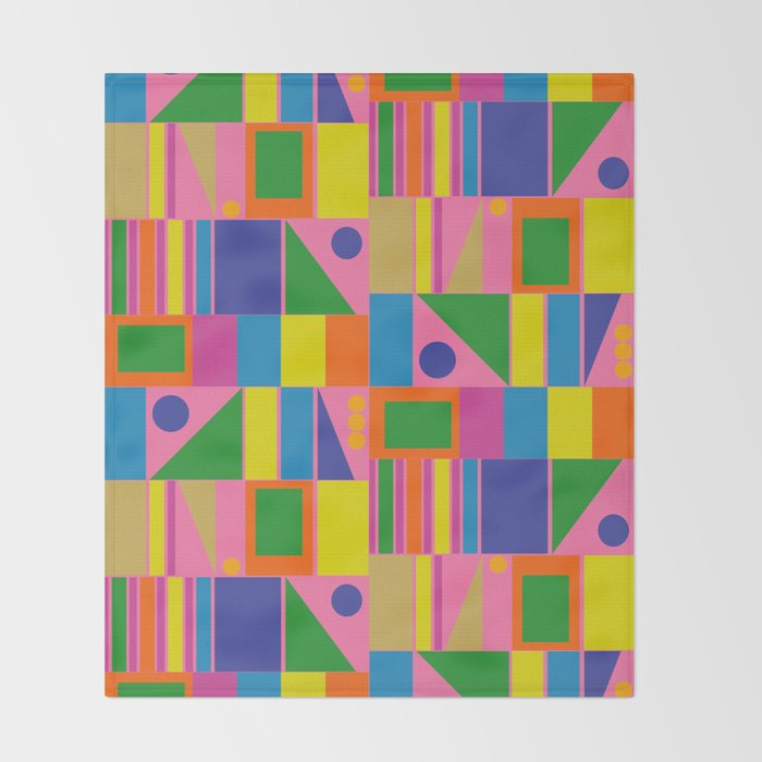 Mid Century Modern Modtastic Fun and Colorful Abstract Geometric Pattern Throw Blanket Gallery Image 2