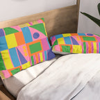 Mid Century Modern Modtastic Fun and Colorful Abstract Geometric Pattern Pillow Sham Gallery Image 2