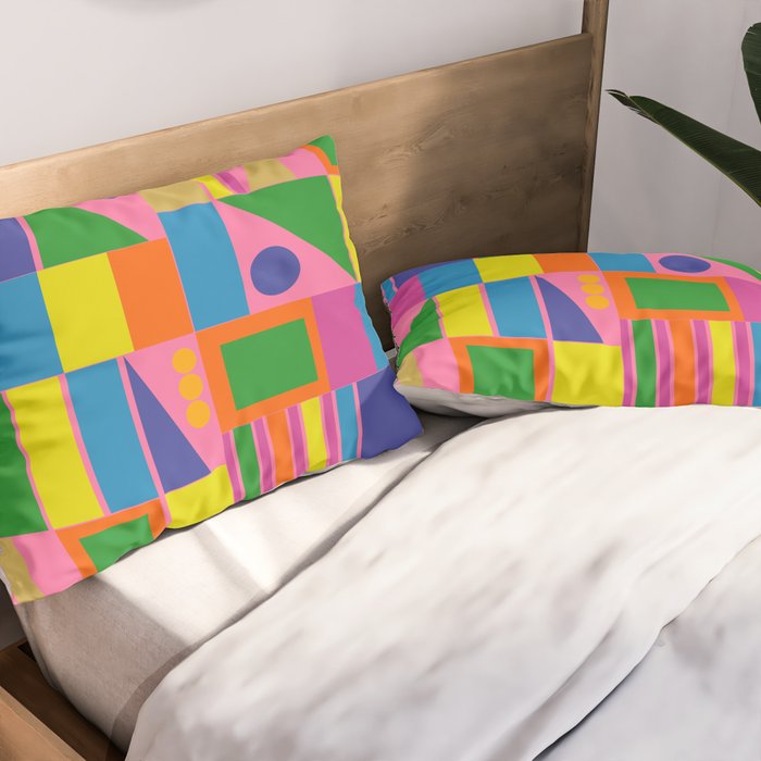 Mid Century Modern Modtastic Fun and Colorful Abstract Geometric Pattern Pillow Sham Gallery Image 2