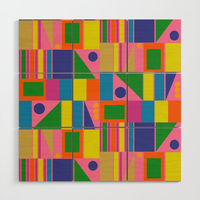 Mid Century Modern Modtastic Fun and Colorful Abstract Geometric Pattern Wood Wall Art Gallery Image 1