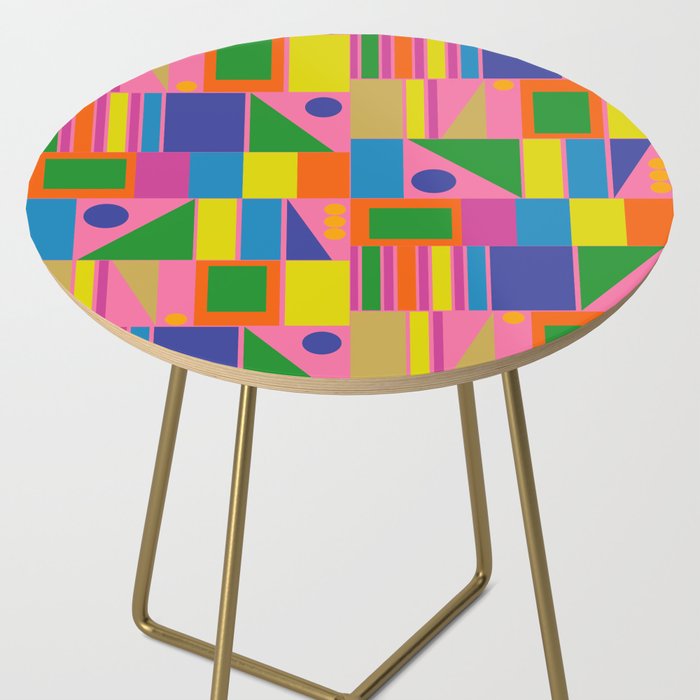 Mid Century Modern Modtastic Fun and Colorful Abstract Geometric Pattern Side Table Gallery Image 2