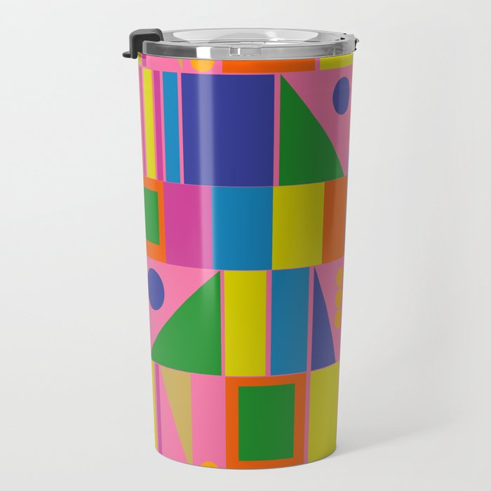 Mid Century Modern Modtastic Fun and Colorful Abstract Geometric Pattern Travel Mug Gallery Image 3