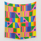Mid Century Modern Modtastic Fun and Colorful Abstract Geometric Pattern Wall Tapestry Gallery Image 4
