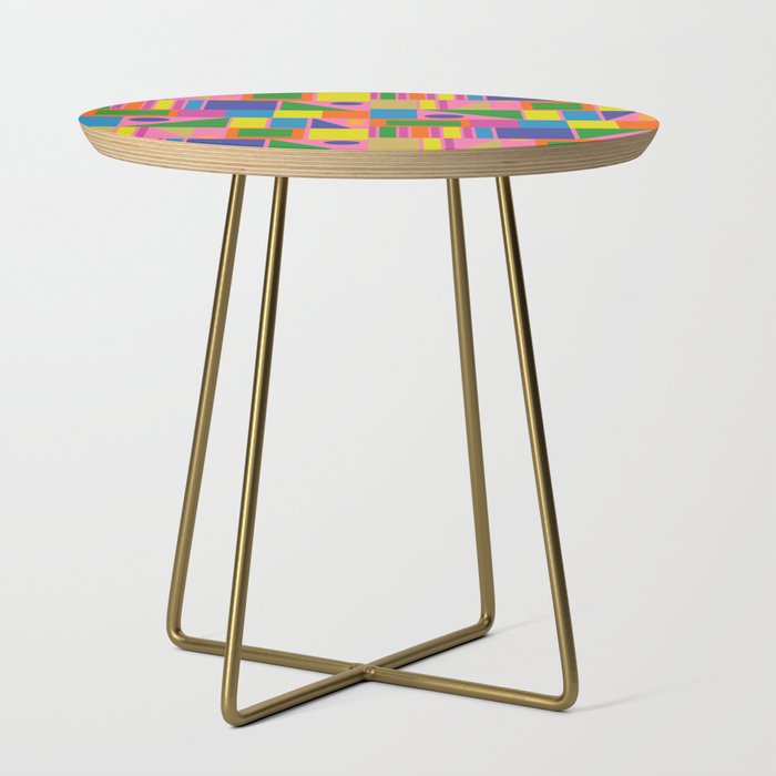 Mid Century Modern Modtastic Fun and Colorful Abstract Geometric Pattern Side Table Gallery Image 1