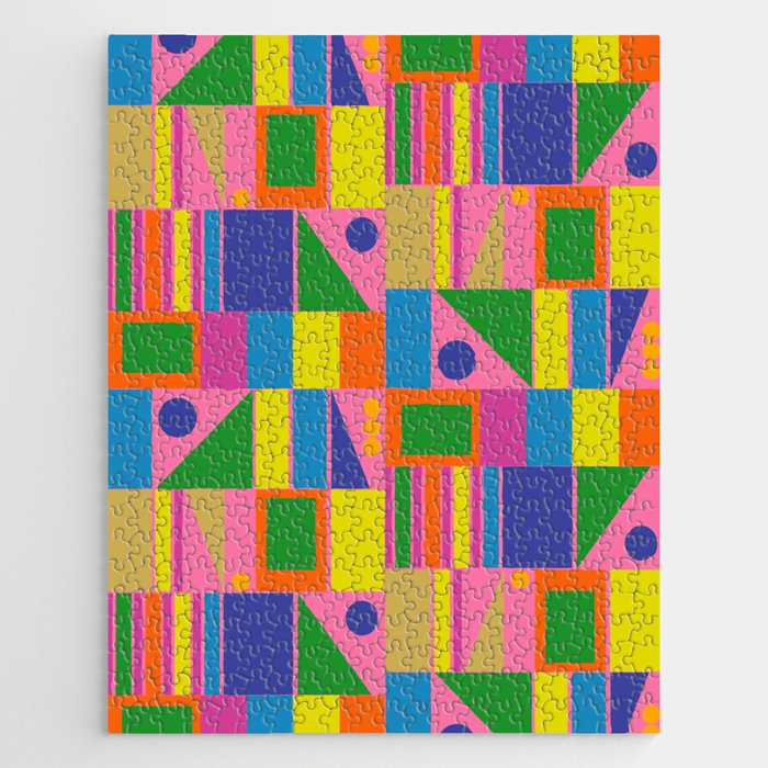 Mid Century Modern Modtastic Fun and Colorful Abstract Geometric Pattern Jigsaw Puzzle