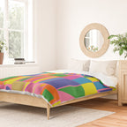 Mid Century Modern Modtastic Fun and Colorful Abstract Geometric Pattern Duvet Cover Gallery Image 2