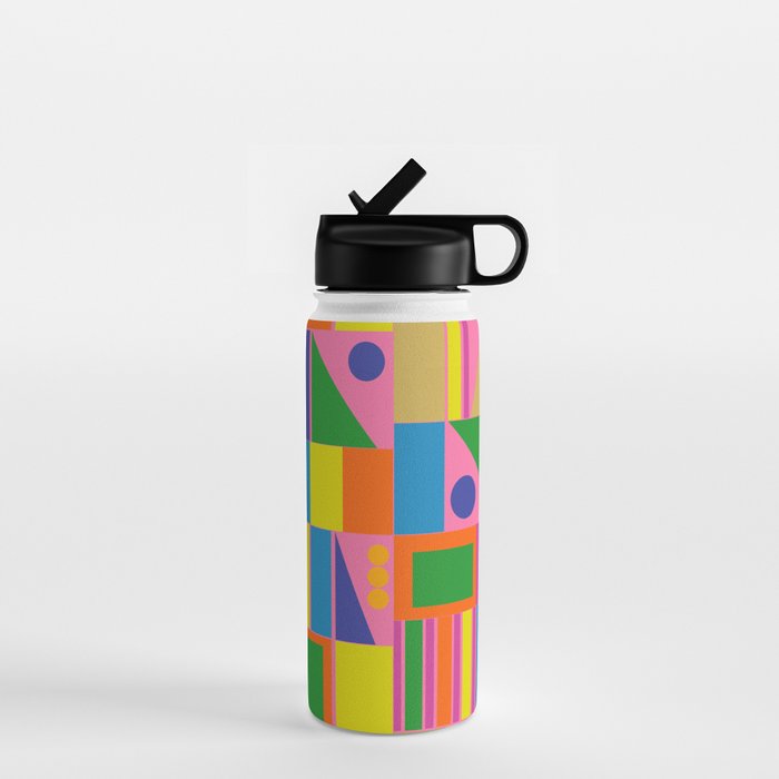 Mid Century Modern Modtastic Fun and Colorful Abstract Geometric Pattern Water Bottle Gallery Image 1