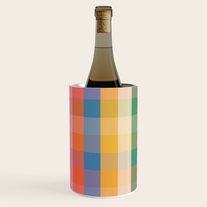 Rainbow Plaid Colorful Check Pattern Wine Chiller Gallery Image 2
