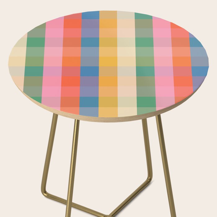 Rainbow Plaid Colorful Check Pattern Side Table Gallery Image 2