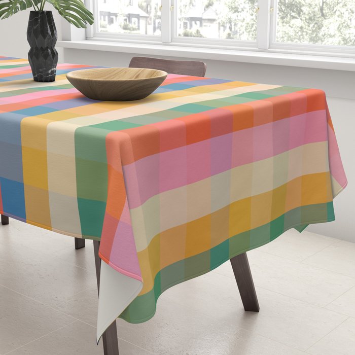 Rainbow Plaid Colorful Check Pattern Tablecloth Gallery Image 3