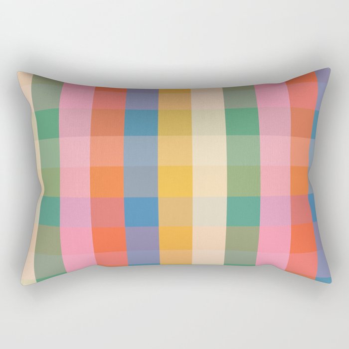 Rainbow Plaid Colorful Check Pattern Rectangular Pillow Gallery Image 1