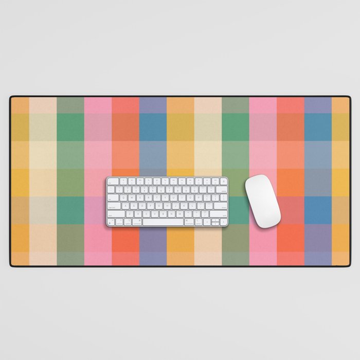 Rainbow Plaid Colorful Check Pattern Desk Mat Gallery Image 1