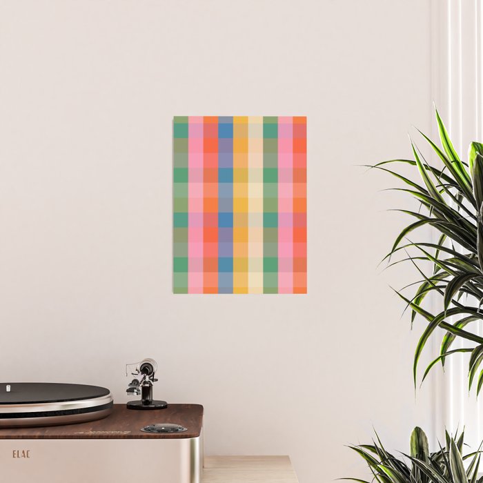 Rainbow Plaid Colorful Check Pattern Poster Gallery Image 2