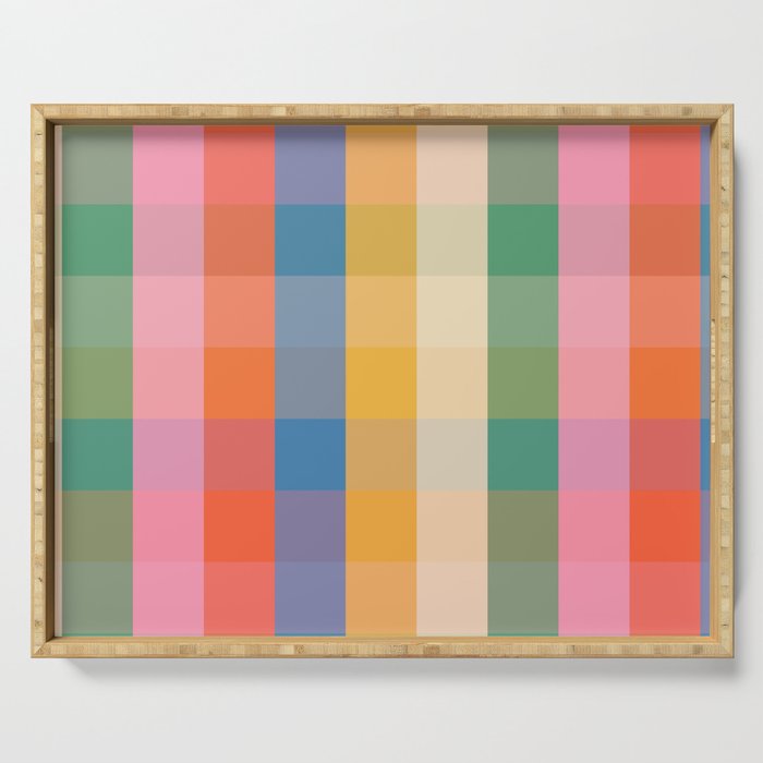 Rainbow Plaid Colorful Check Pattern Serving Tray Gallery Image 1