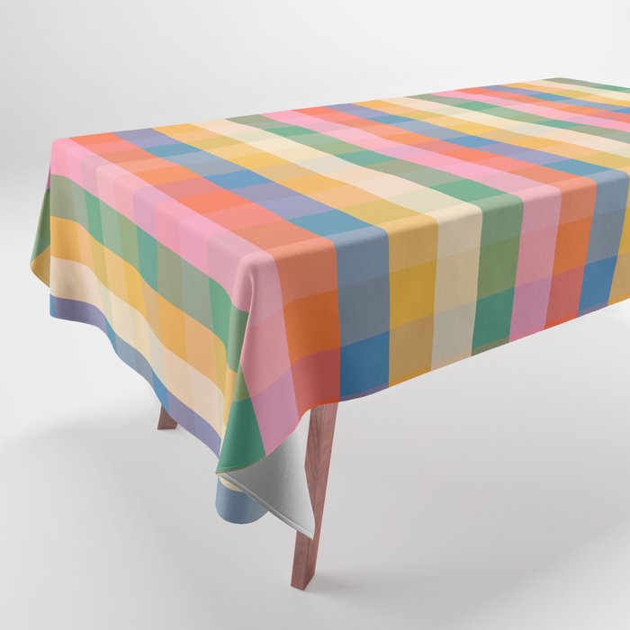 Rainbow Plaid Colorful Check Pattern Tablecloth Gallery Image 1