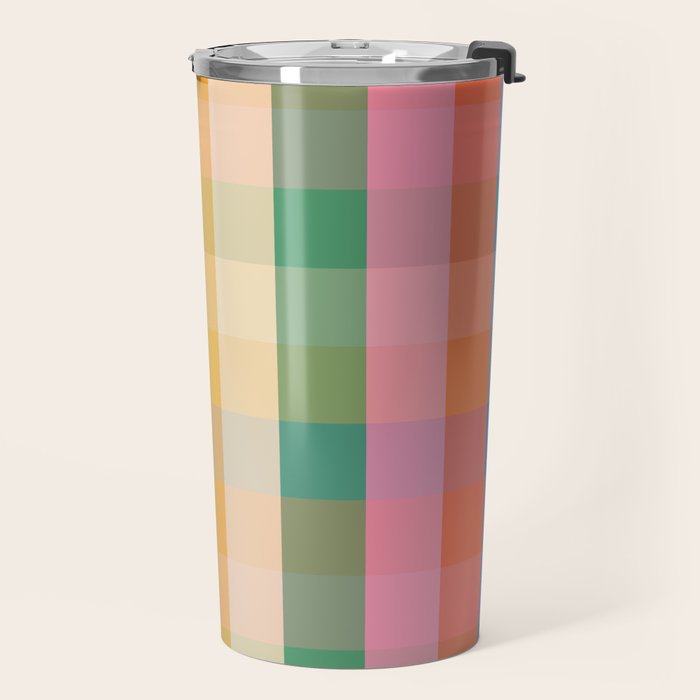 Rainbow Plaid Colorful Check Pattern Travel Mug Gallery Image 2