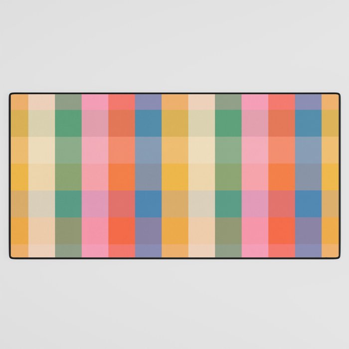 Rainbow Plaid Colorful Check Pattern Desk Mat Gallery Image 3
