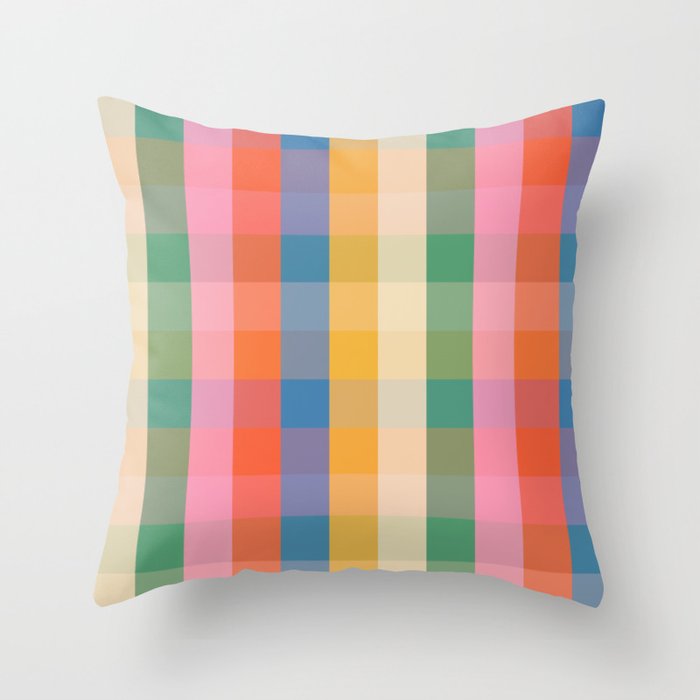 Rainbow Plaid Colorful Check Pattern Throw Pillow Gallery Image 6