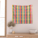 Rainbow Plaid Colorful Check Pattern Wall Tapestry Gallery Image 2