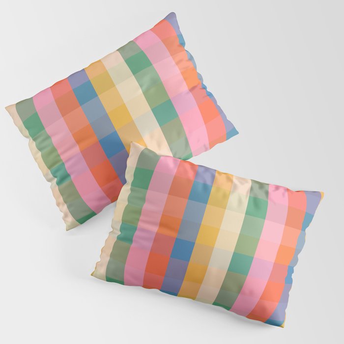 Rainbow Plaid Colorful Check Pattern Pillow Sham Gallery Image 1